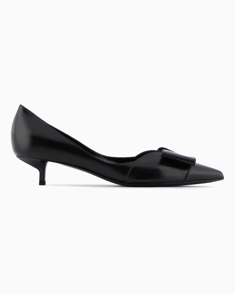 Emporio Armani Pumps aus Nappa mit Kitten Heels und Schleifendetail Schwarz