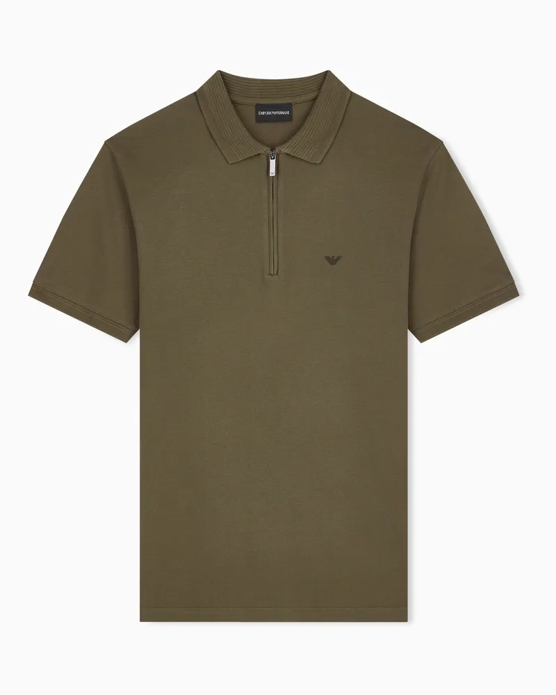 Emporio Armani Regular Fit Poloshirt aus Baumwollpiqué Grün