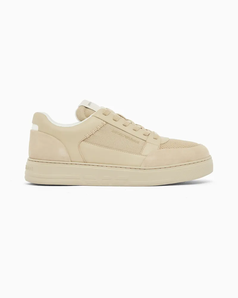 Emporio Armani Sneaker aus Cordura mit Veloursleder-Details Beige