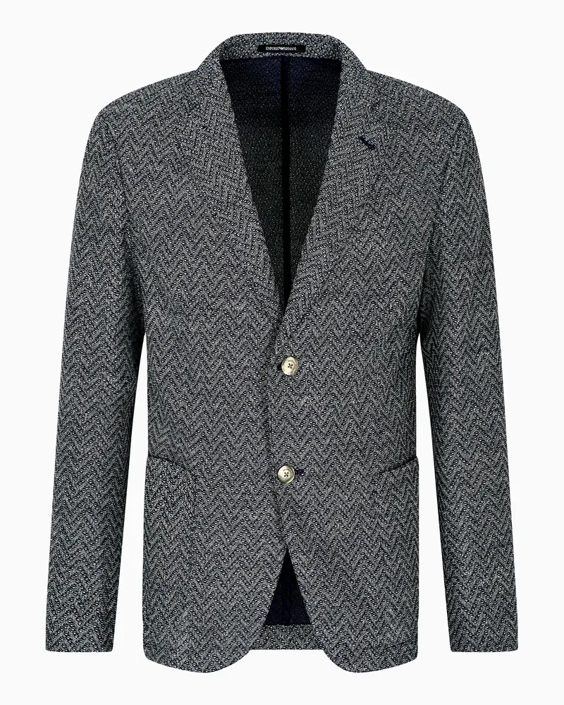 Emporio Armani Einreihiges Sakko Icon aus Wolle mit Chevron-Motiv Gemustert