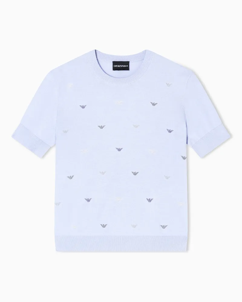 Emporio Armani Pullover mit aufgestickten, kleinen Allover-Adlern Violett