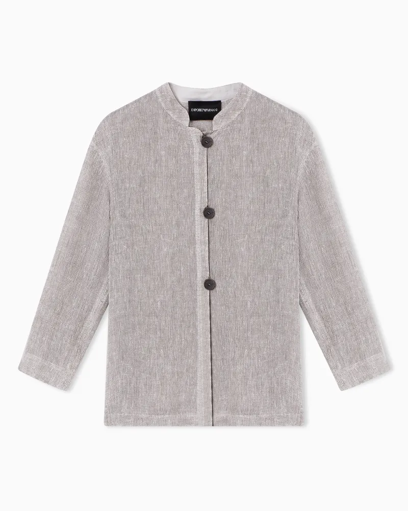 Emporio Armani Hemdjacke aus Leinengaze Beige