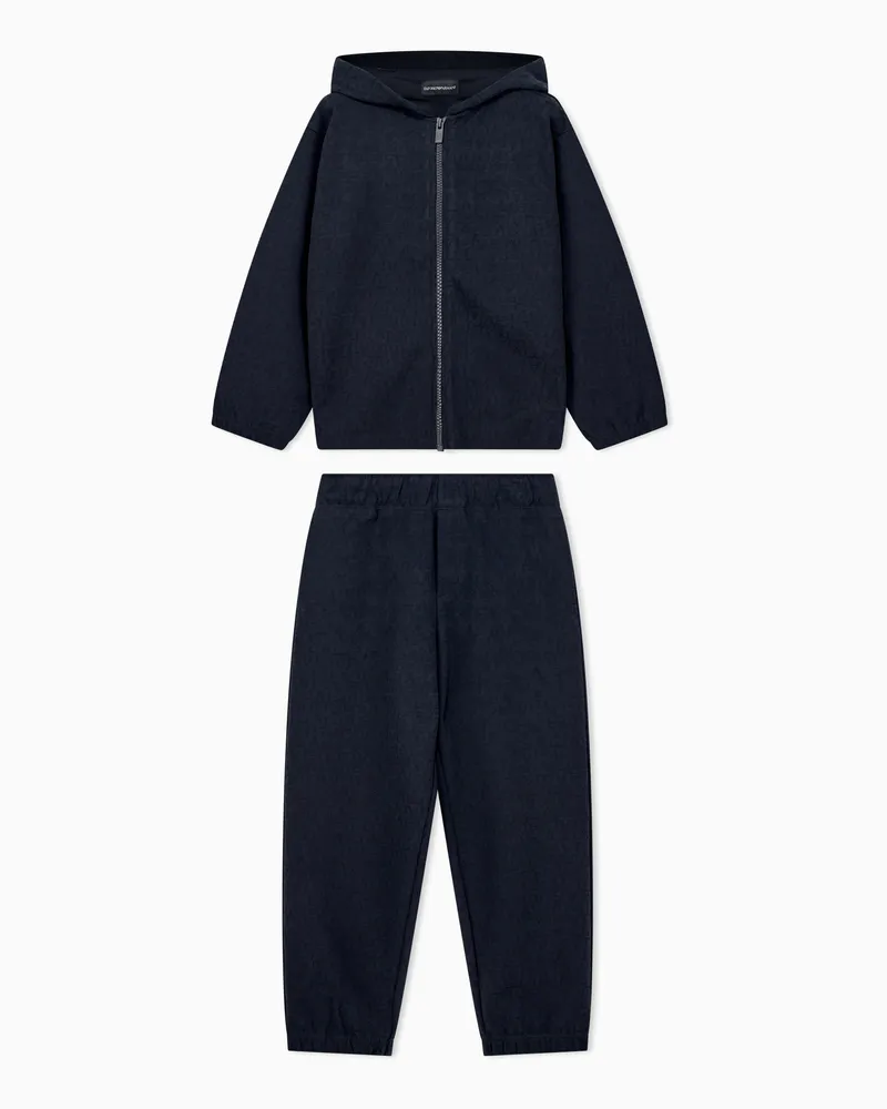 Emporio Armani Trainingsanzug mit Kapuze und geprägtem Logo-Muster Marineblau