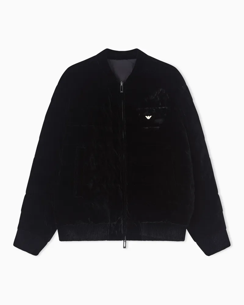 Emporio Armani Reversible Lunar New Year velvet down jacket Schwarz