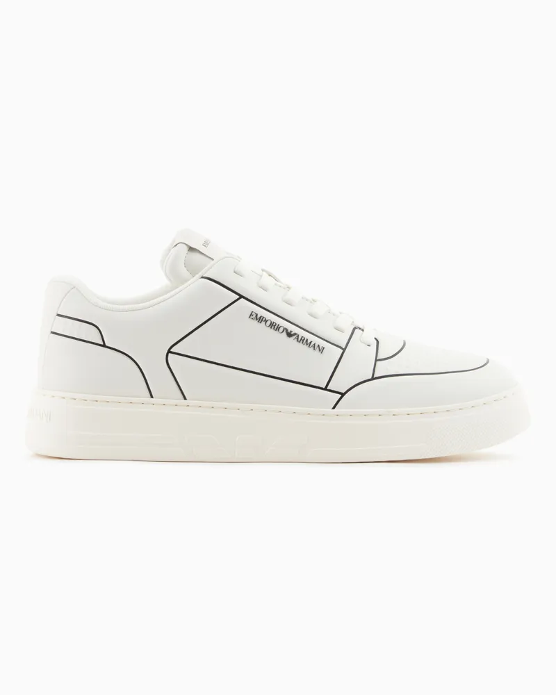 Emporio Armani Sneaker aus Leder mit geprägtem Print Zweifarbig