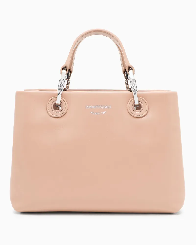 Emporio Armani MyEA kleiner Shopper aus Nappaleder Beige