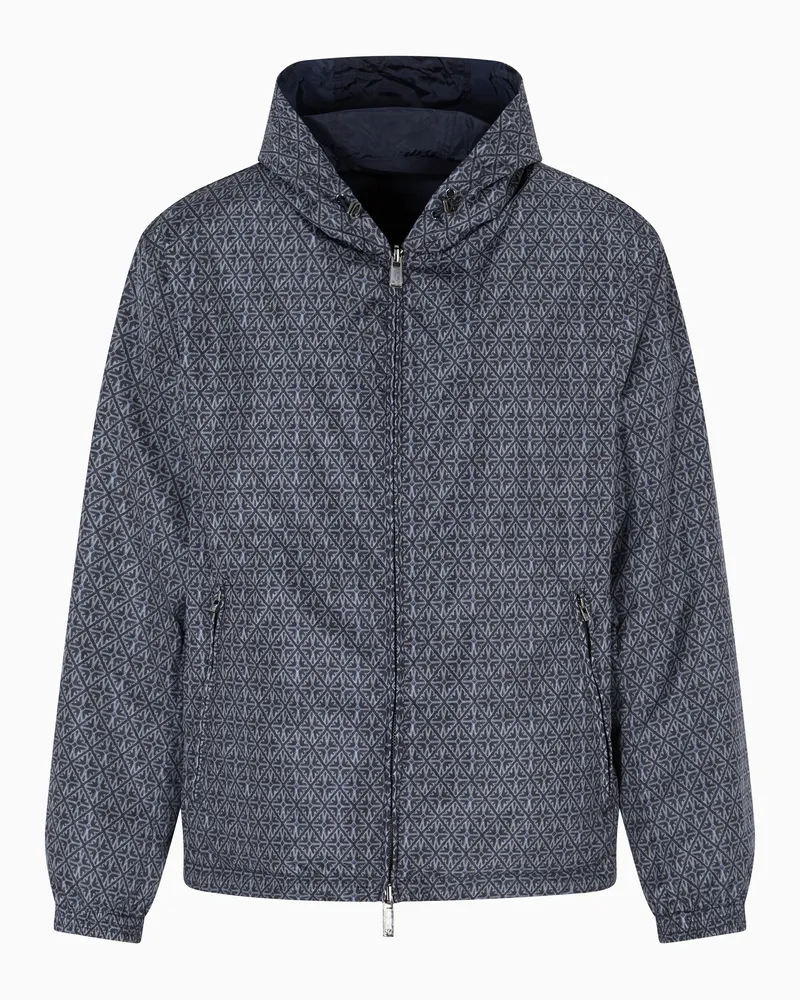 Emporio Armani Wendbarer Blouson aus Nylon mit Majolika-Print Blau
