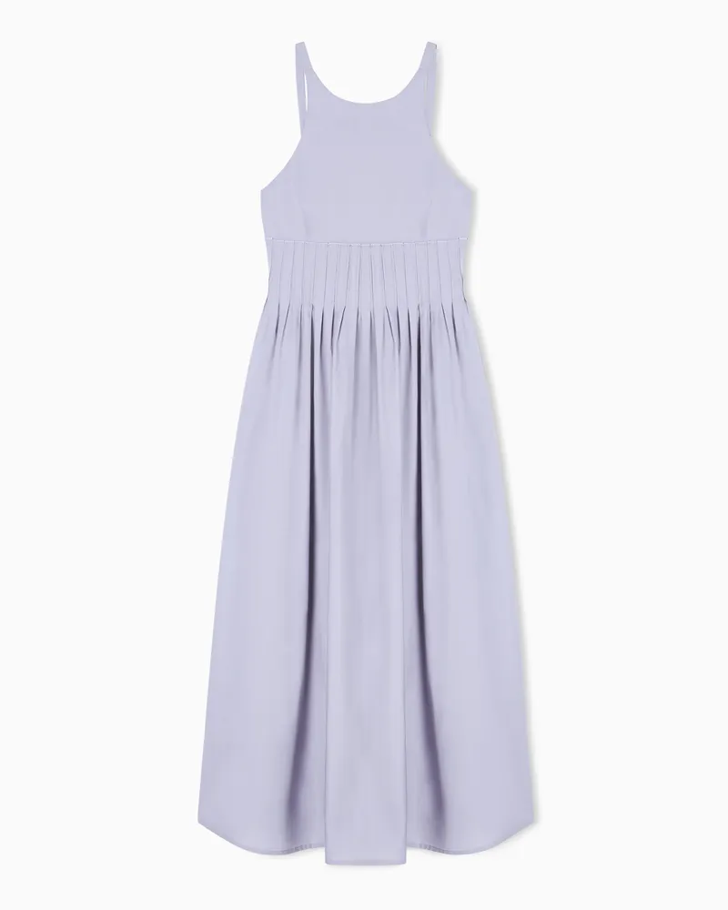 Emporio Armani Long dress with poplin smocking motif Violett