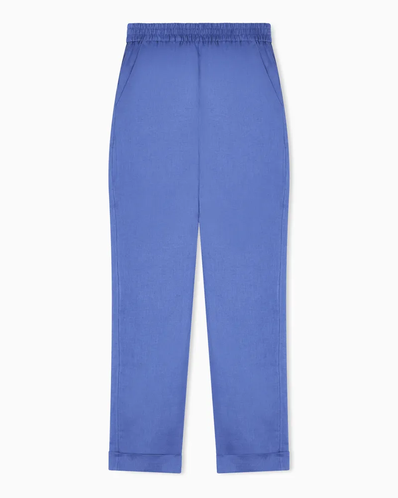 Emporio Armani Hose mit elastischem Bund aus reinem Leinen Violett