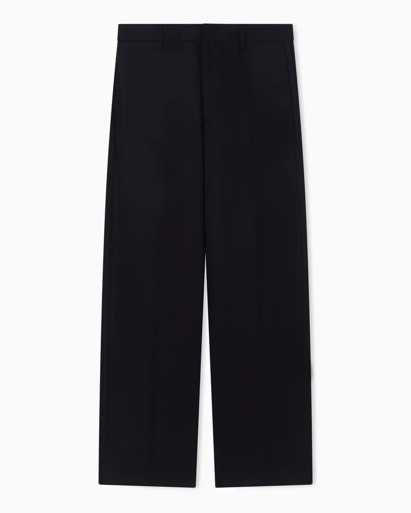 Emporio Armani Hose aus Schurwoll-Stoff mit Bundfalten Marineblau