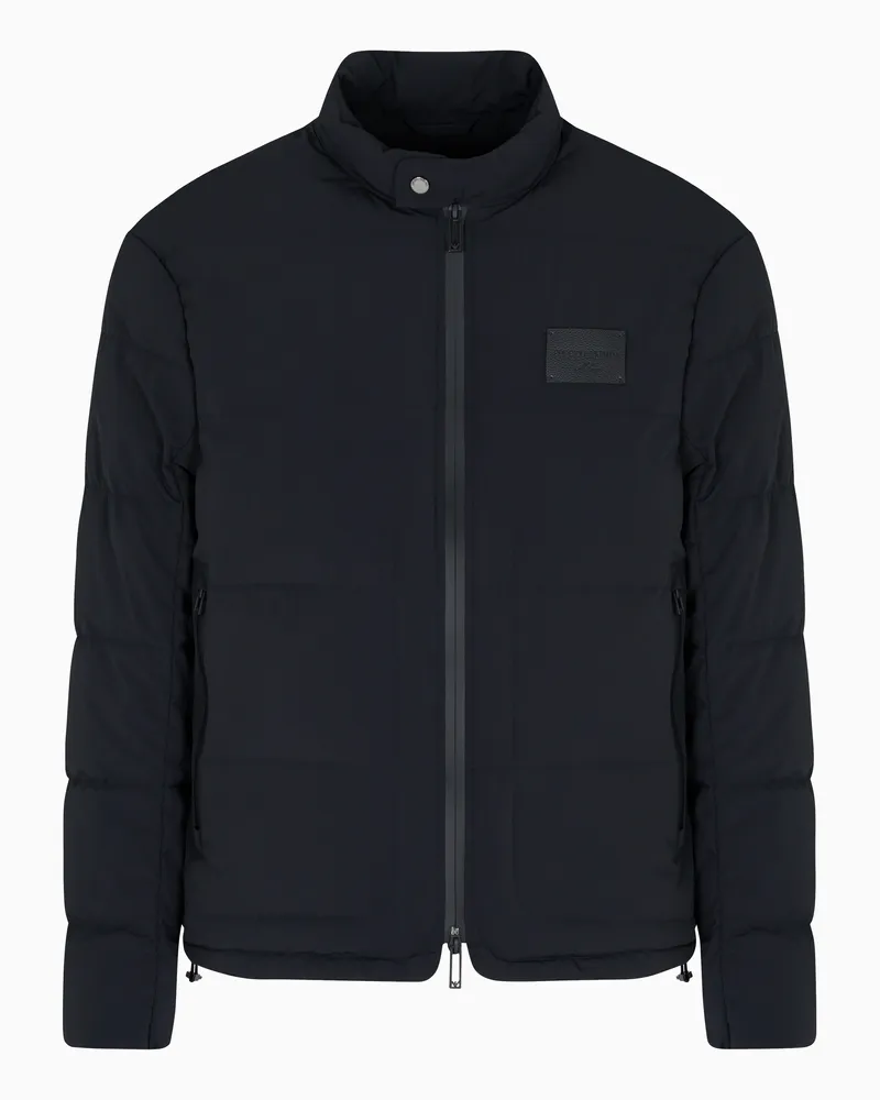 Emporio Armani Daunensteppjacke aus glänzendem Nylon-Spandex Schwarz