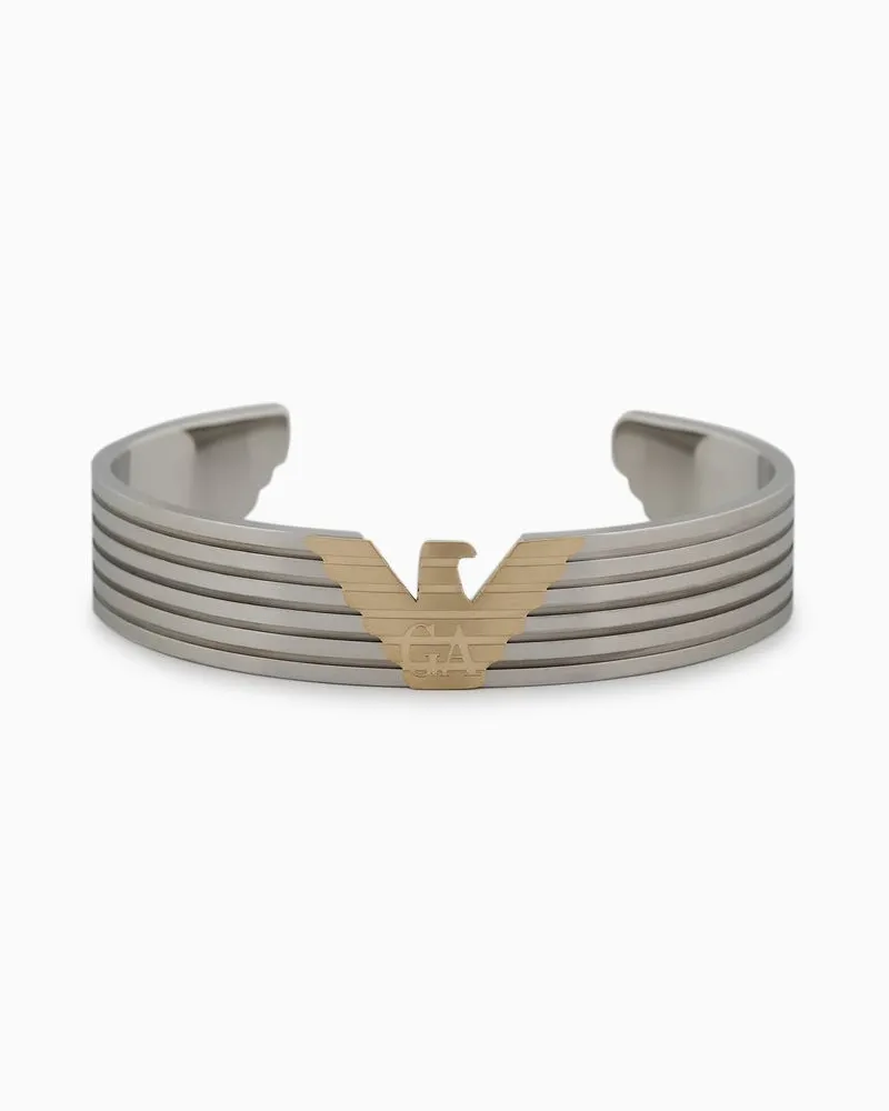 Emporio Armani Zweifarbiges Manschetten-armband aus Edelstahl Silber