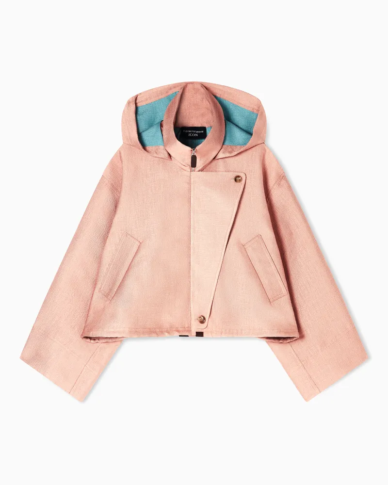 Emporio Armani ASV Icon Blouson aus Natté-Stoff mit Kapuze Pink