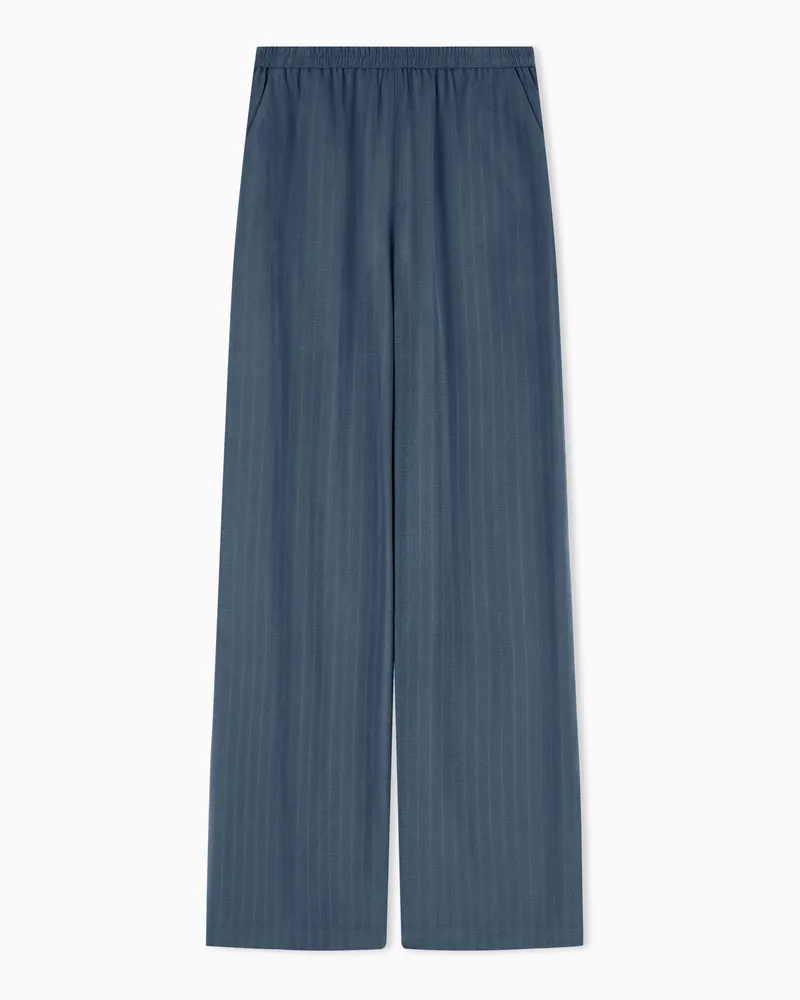Emporio Armani Hose aus fließendem Stoff mit Nadelstreifen Blau