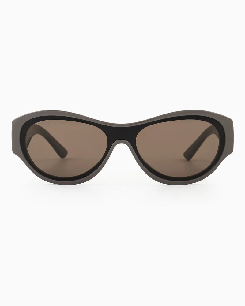 Emporio Armani Sonnenbrille mit unregelmäßig geformter Fassung für Damen Braun