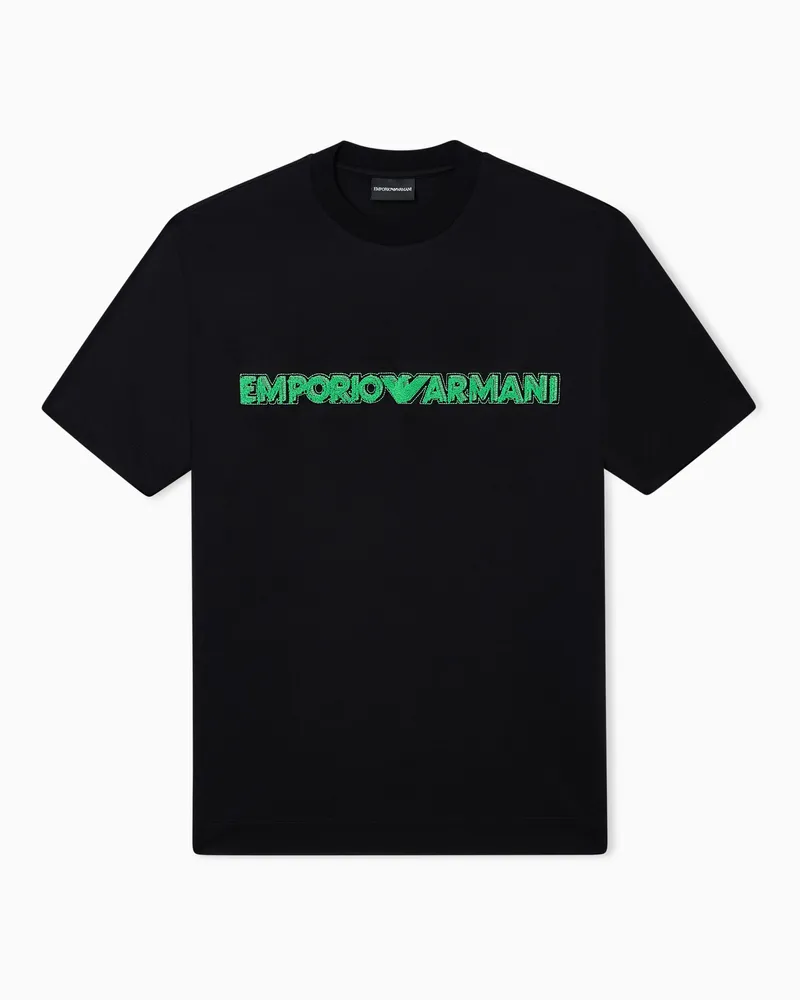 Emporio Armani ASV T-Shirt aus einer Jersey-Lyocell-Mischung mit Soft-Touch-Logoprägung Schwarz
