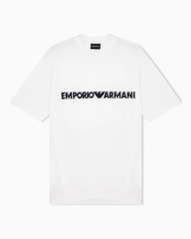 Emporio Armani ASV T-Shirt aus einer Jersey-Lyocell-Mischung mit Soft-Touch-Logoprägung Weiß