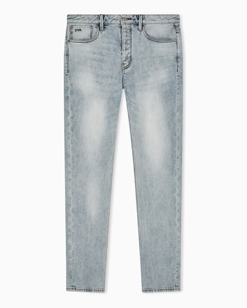 Emporio Armani Slim-Fit-Jeans J75 aus elastischem Stonewash-Komfort-Denim 8,6 oz Blau