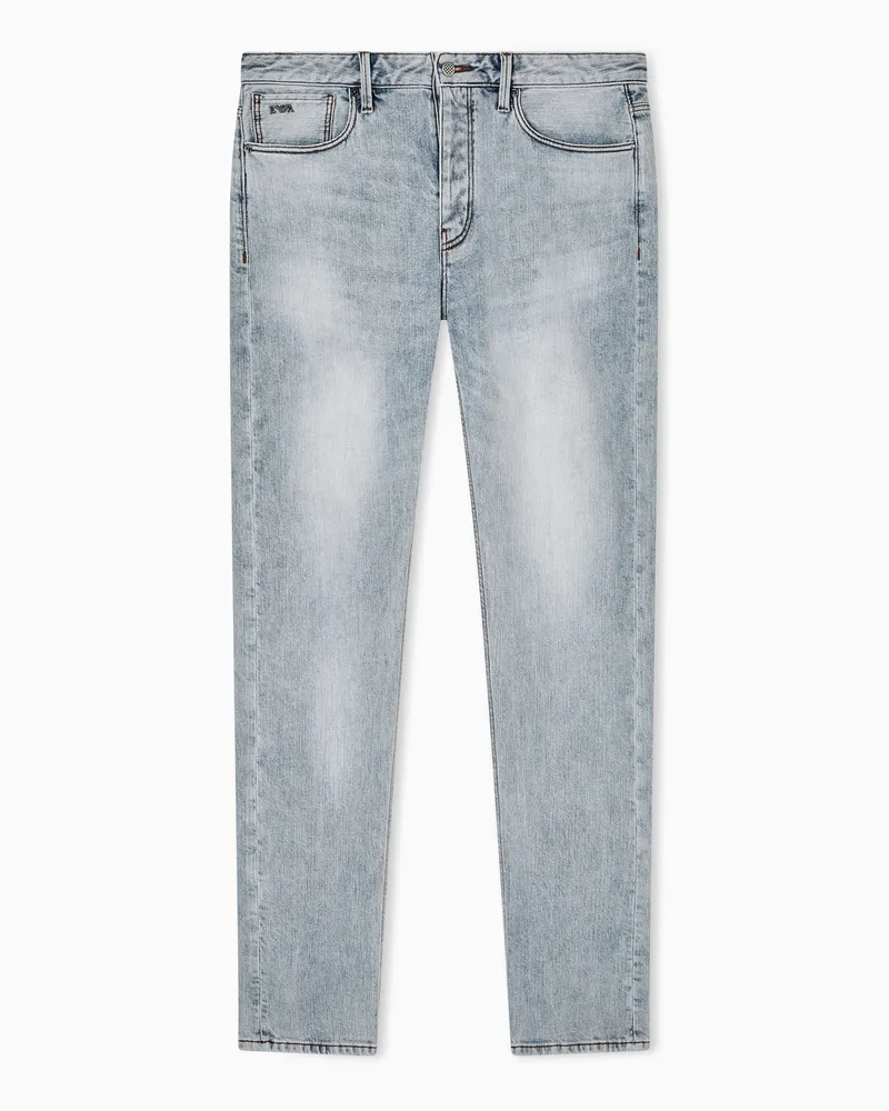Emporio Armani Slim-Fit-Jeans J75 aus elastischem Stonewash-Komfort-Denim 8,6 oz Blau