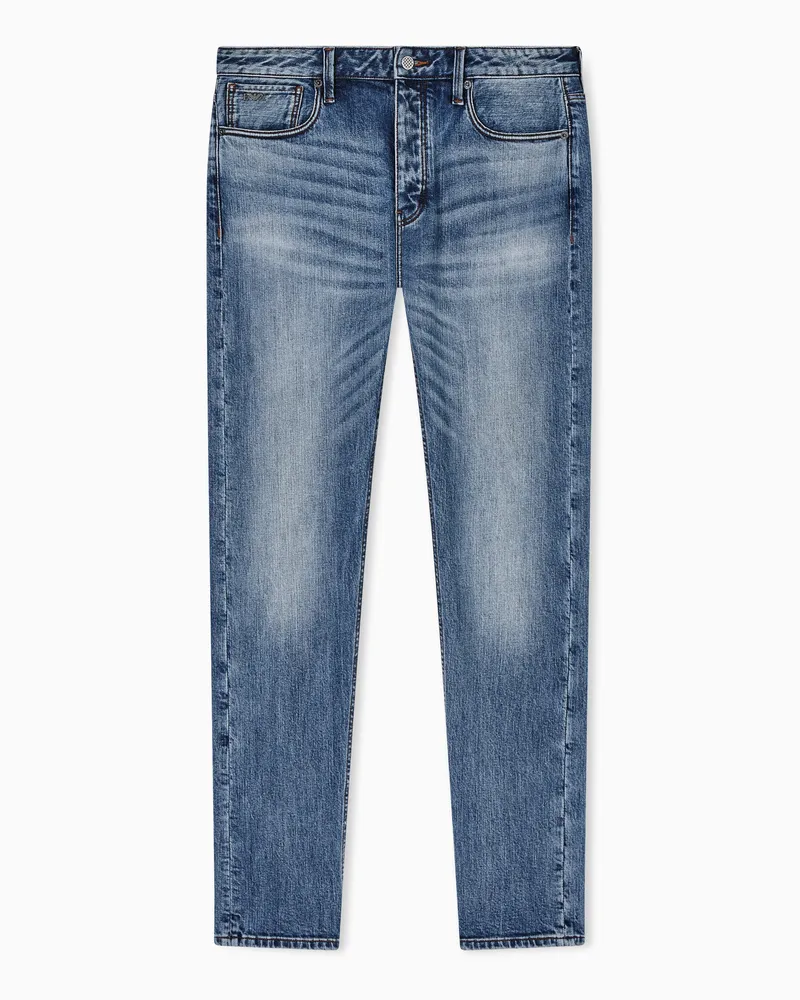 Emporio Armani Slim-Fit-Jeans J75 aus elastischem Stonewash-Komfort-Denim 8,6 oz Blau
