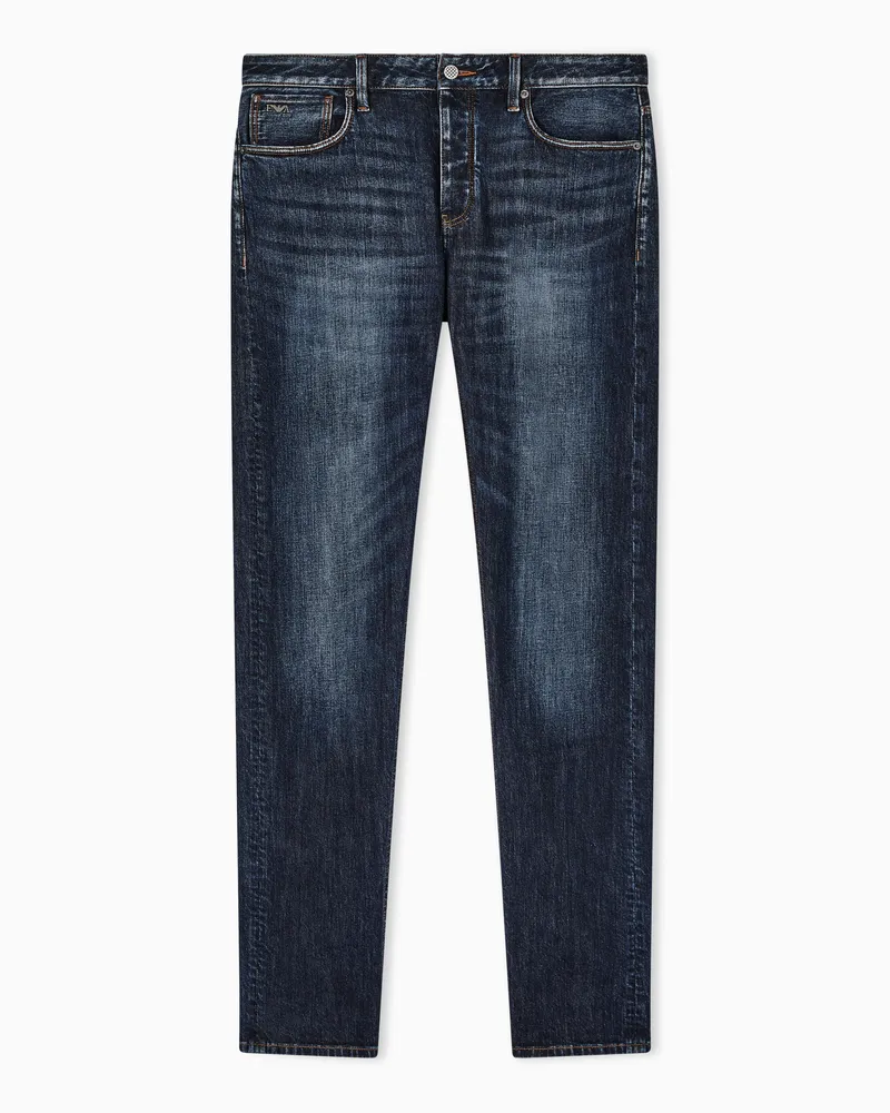 Emporio Armani Slim-Fit-Jeans J75 aus elastischem Stonewash-Komfort-Denim 8,6 oz Blau