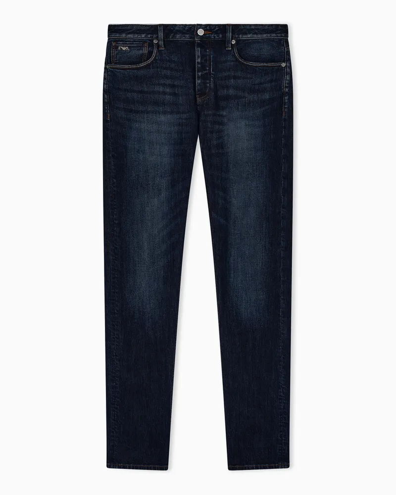 Emporio Armani Slim-Fit-Jeans J75 aus elastischem Stonewash-Komfort-Denim 8,6 oz Blau