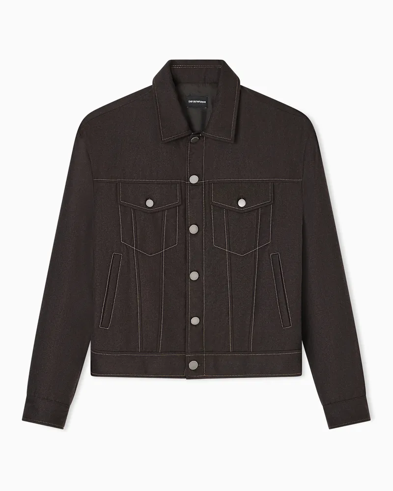 Emporio Armani Blouson aus Schurwoll-Flanell mit Denim-Effekt Braun