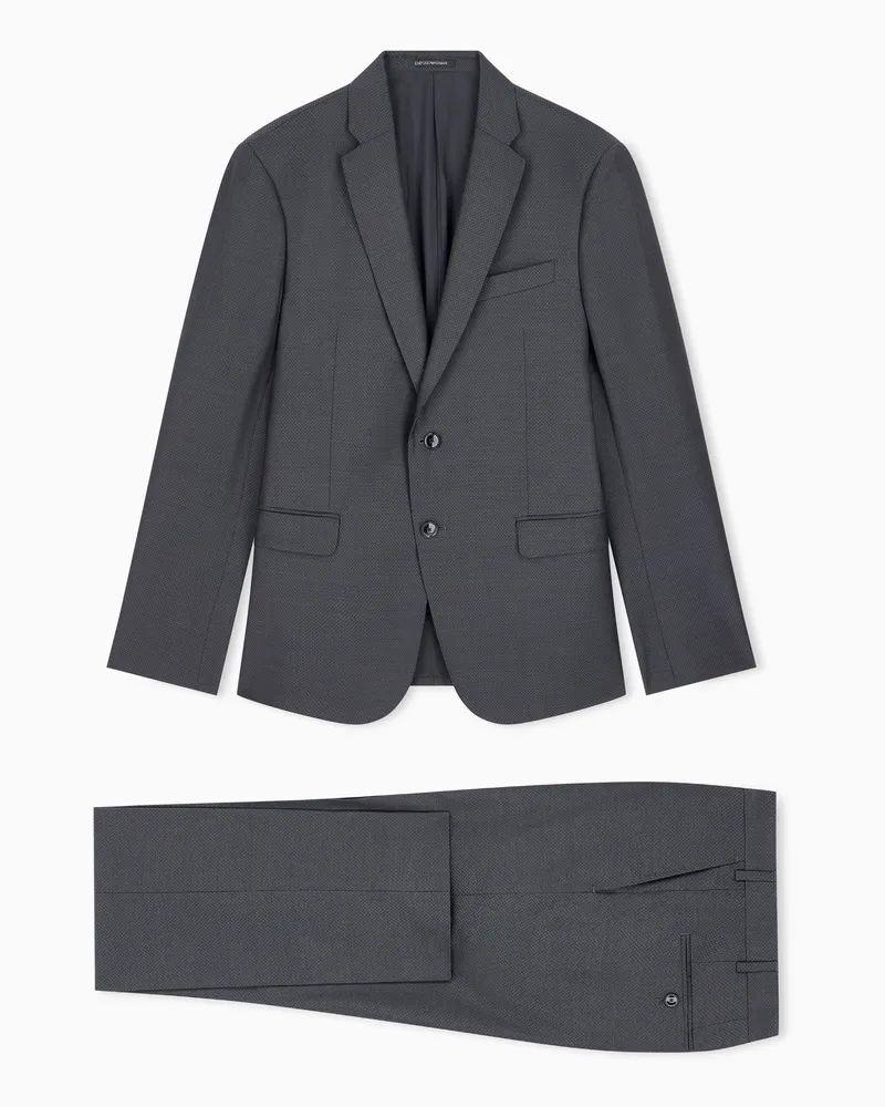 Emporio Armani Gefütterter Anzug aus Schurwolle mit Mikromuster Grau