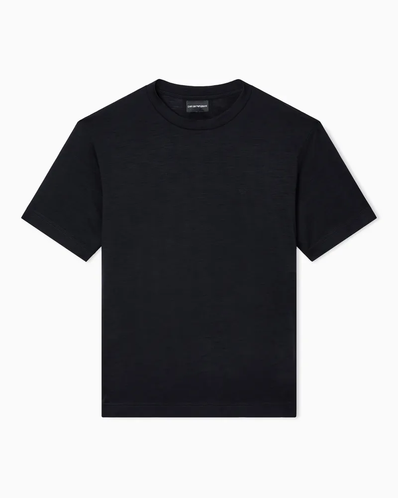 Emporio Armani T-Shirt aus geflammtem Wolljersey Schwarz