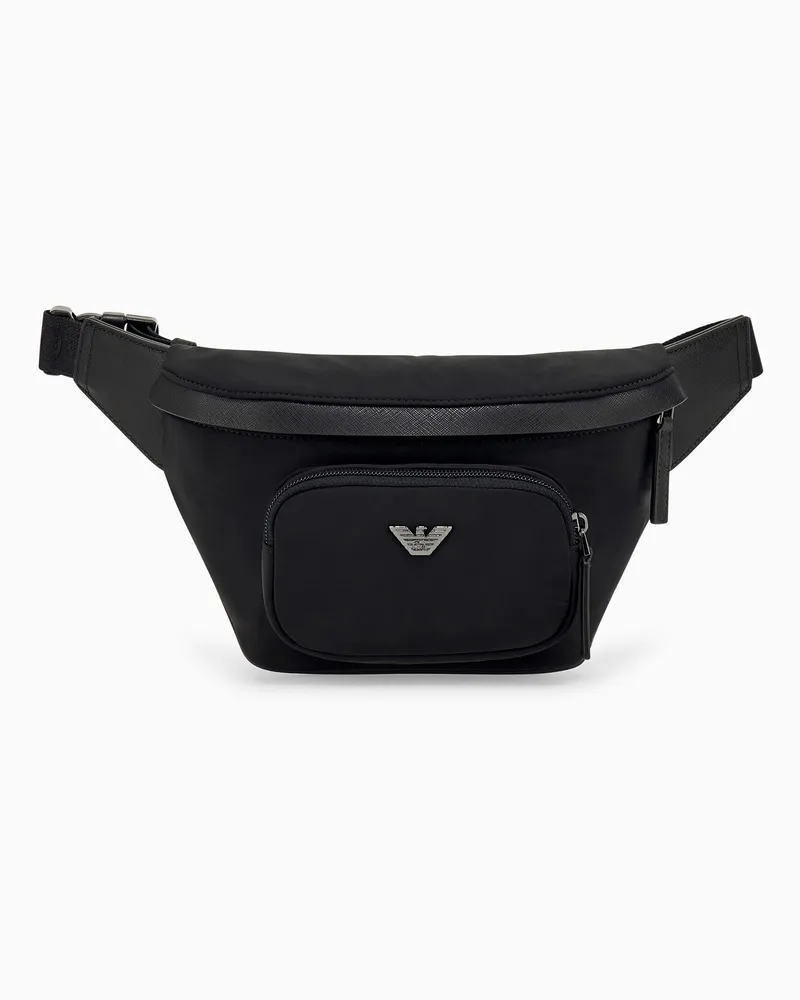Emporio Armani Gürteltasche aus Nylon mit verstellbarem Riemen Schwarz