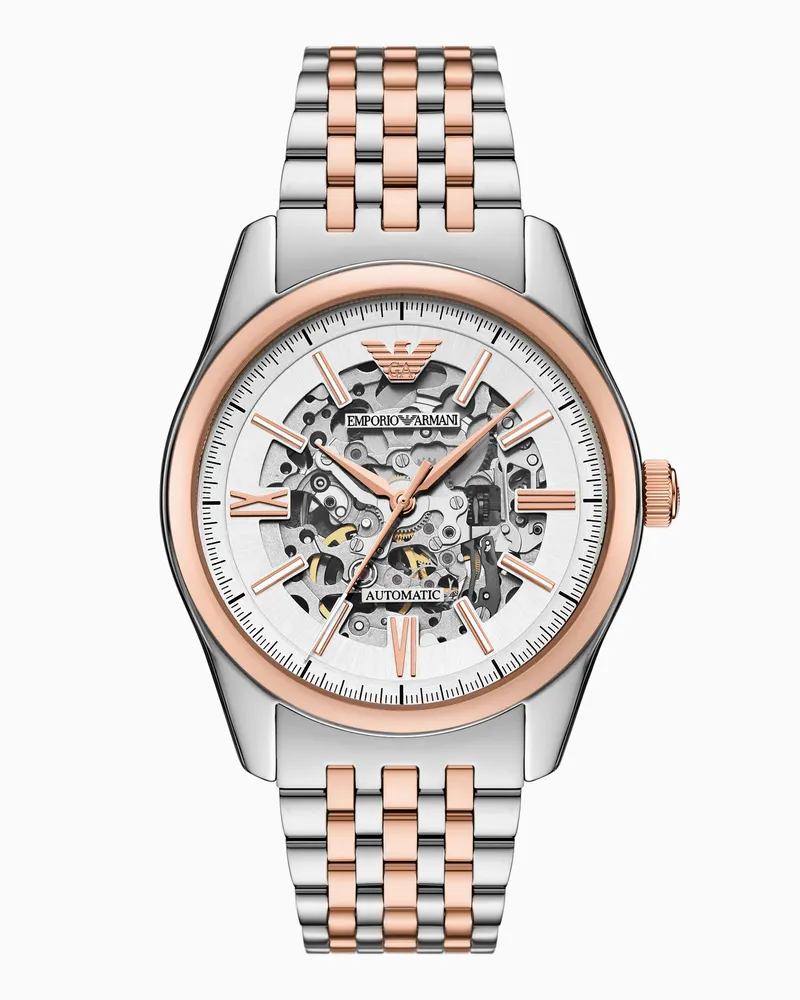 Emporio Armani Zweifarbige Automatikuhr aus Edelstahl Mehrfarbig