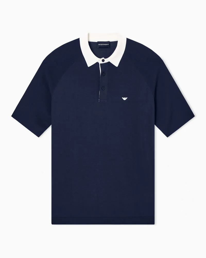 Emporio Armani Poloshirt aus einer glattem Lyocell-Mischung Marineblau