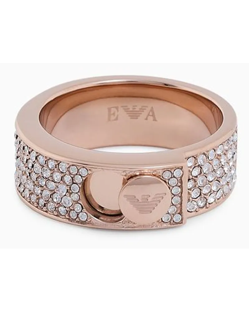 Emporio Armani Mit Kristallen Besetzter Band-ring aus Roségoldfarbenem Edelstahl Transparent