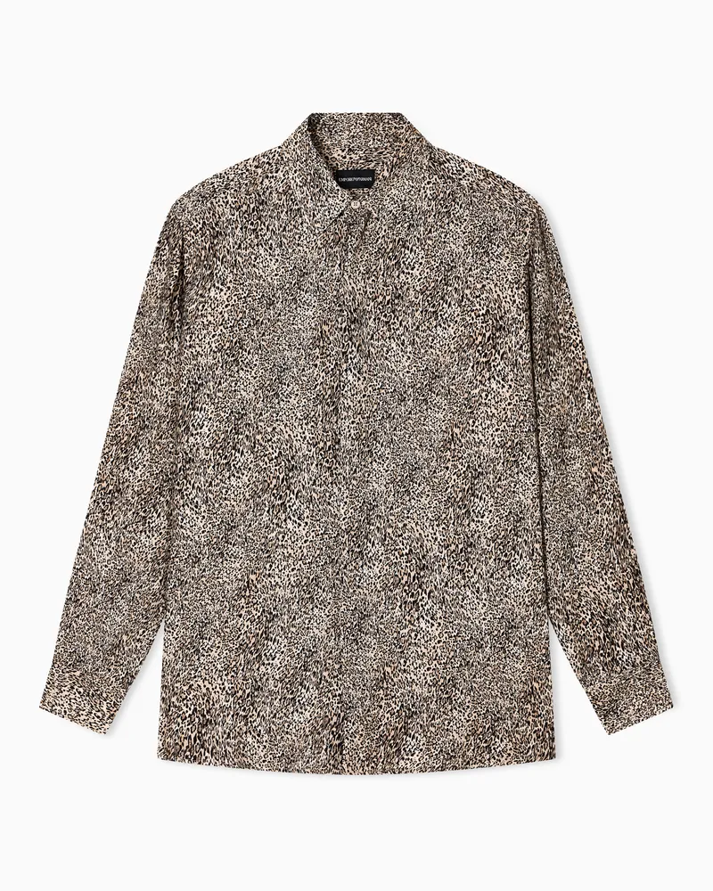 Emporio Armani Hemd aus fließendem Stoff mit Tiermuster-Print Gemustert