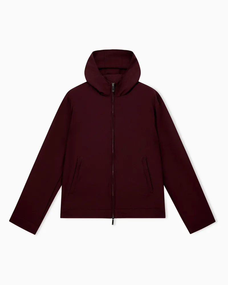 Emporio Armani Regular Fit Blousonjacke aus Seersucker mit Daunenfüllung Burgunderrot