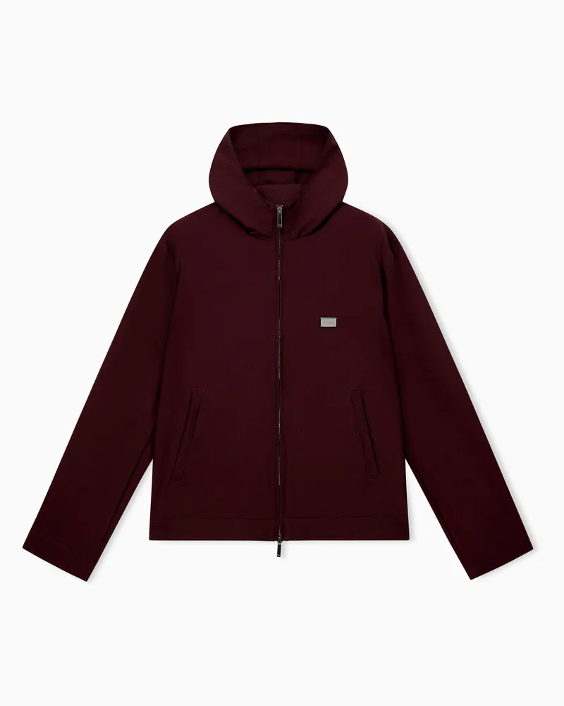 Emporio Armani Regular Fit Blousonjacke aus Seersucker mit Daunenfüllung Burgunderrot
