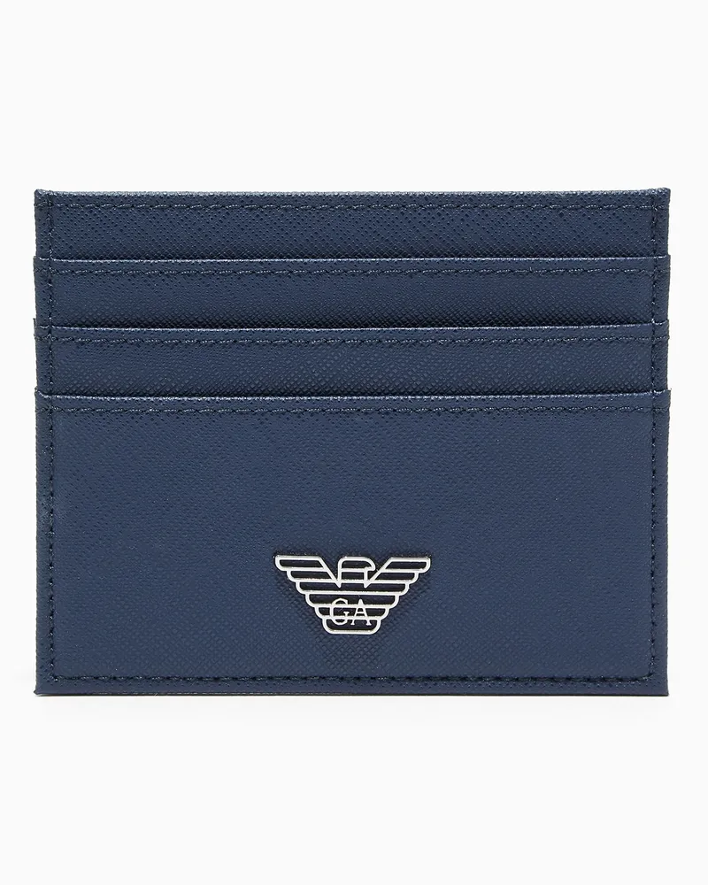 Emporio Armani ASV Kartenetui aus neu aufbereitetem Saffian-Leder Blau