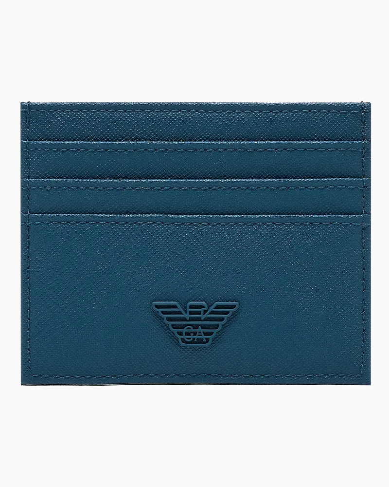Emporio Armani ASV Kartenetui aus neu aufbereitetem Saffian-Leder Blau