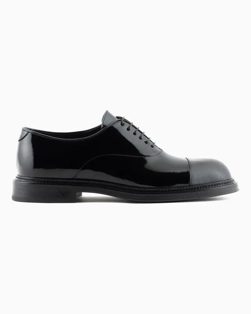 Emporio Armani Schnürschuhe aus Lackholz Schwarz