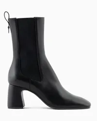 Emporio Armani Ankle-boots aus Nappaleder mit Elastischem Einsatz Schwarz