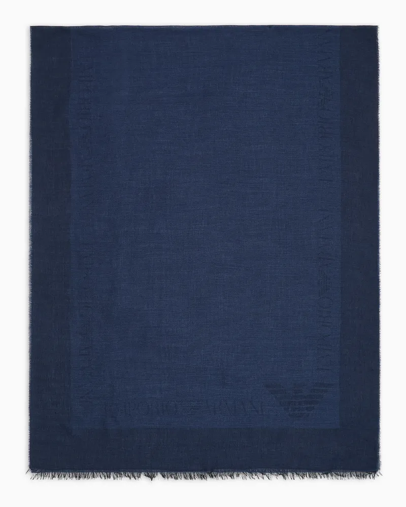 Emporio Armani Schal aus leichter Modal-Schurwoll-Mischung Marineblau