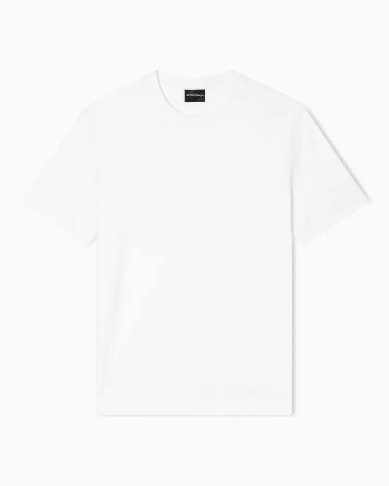 Emporio Armani ASV T-Shirt aus Jersey mit Logo-Intarsie Weiß