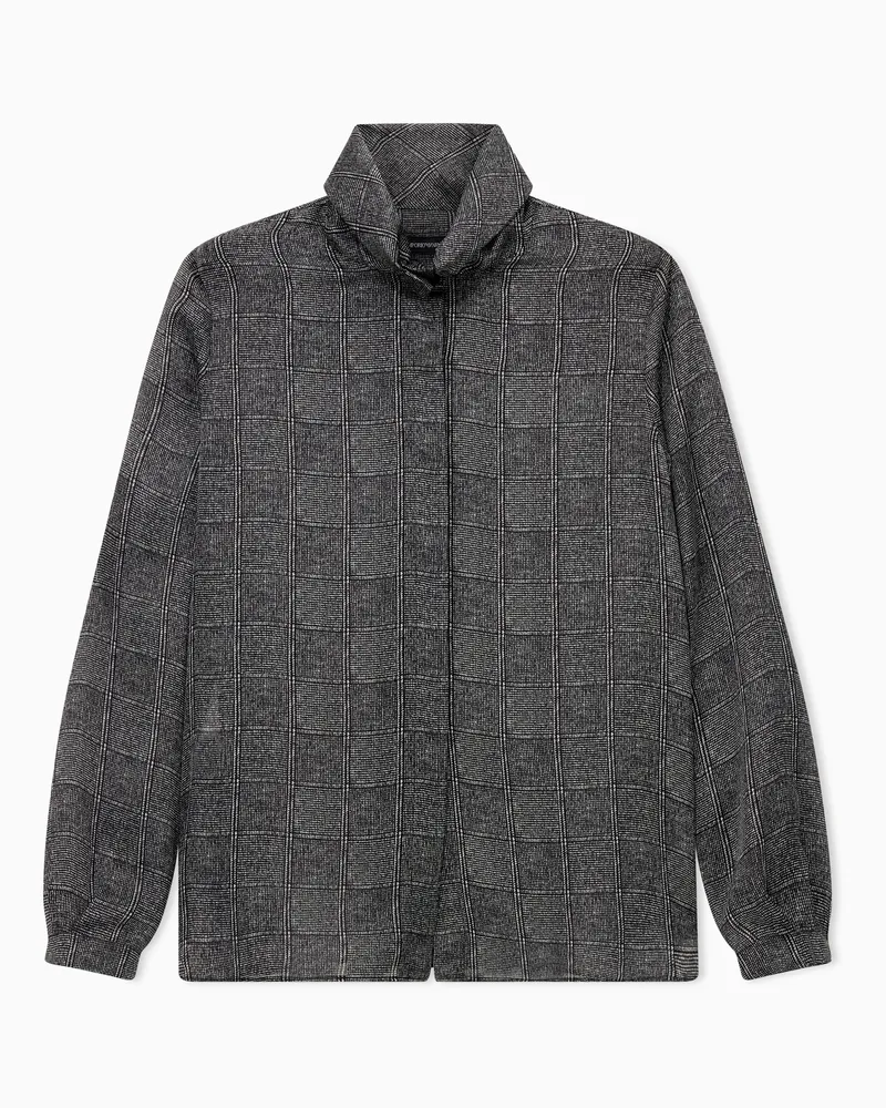 Emporio Armani Hemd Regularer Schnitt mit Karomuster und hohem Kragen Grau