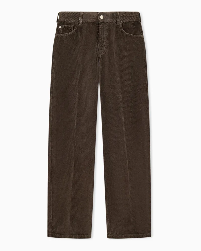 Emporio Armani Regular Fit 5-Pocket-Hose aus stückgefärbtem Cord Braun