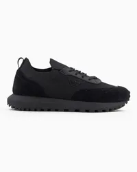 Emporio Armani Strick-sneaker mit Details aus Wildleder Tiefschwarz