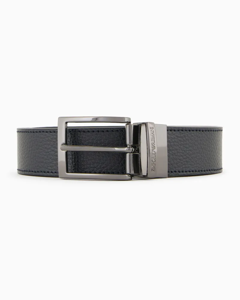 Emporio Armani Wendegürtel aus strukturiertem Leder mit Print Marineblau