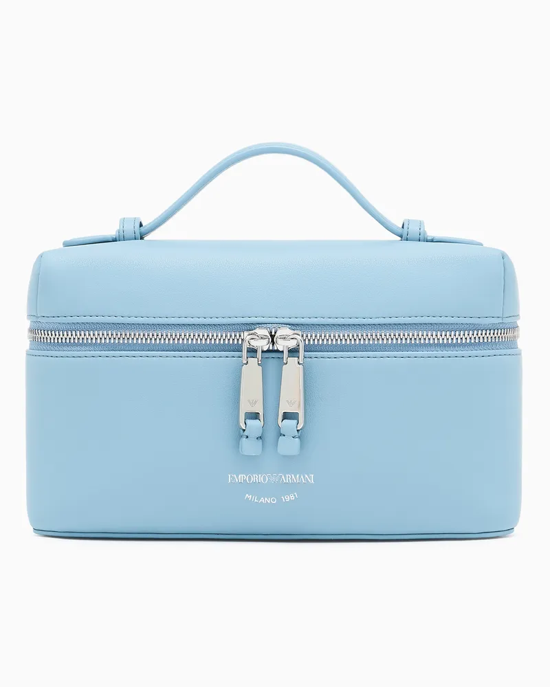 Emporio Armani Vanity-Case zum Umhängen aus Nappaleder Hellblau