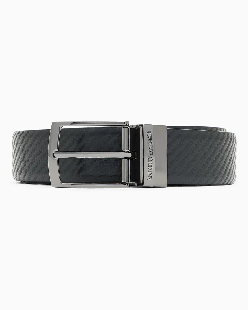Emporio Armani Wendegürtel aus Leder mit plastischem Muster Schwarz
