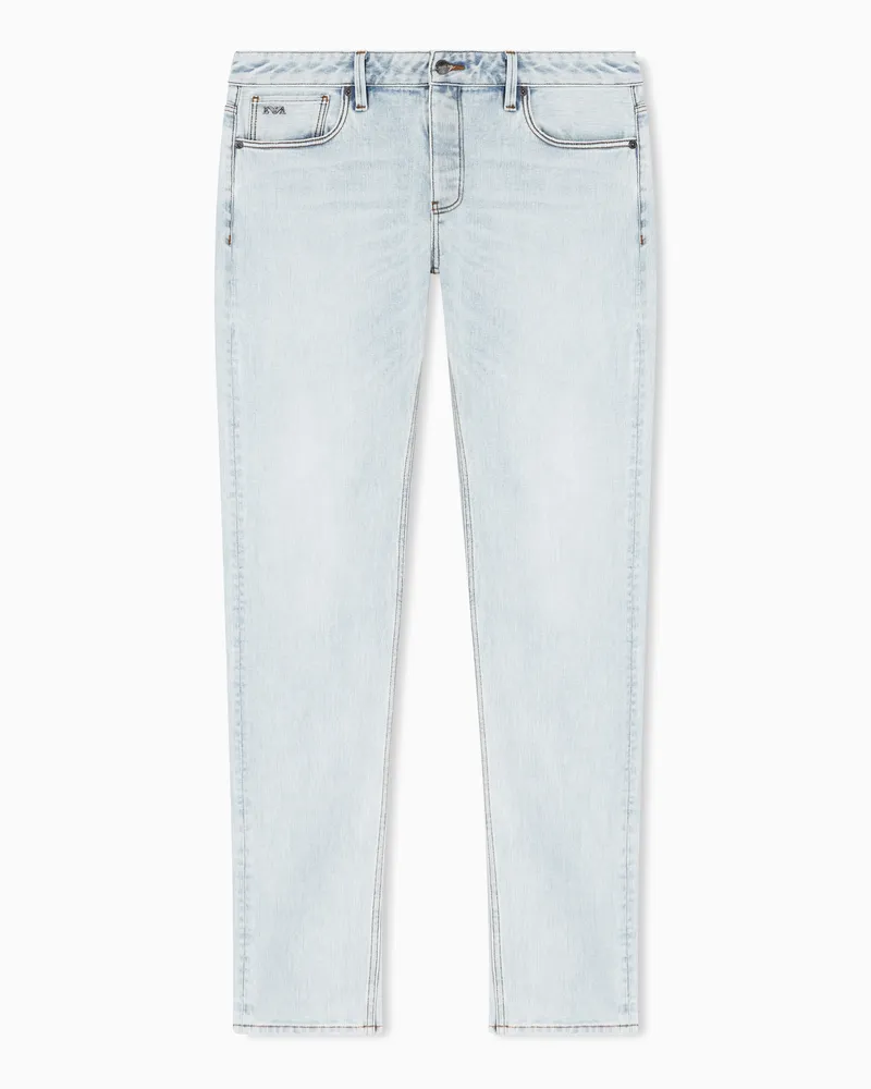 Emporio Armani J75 Slim Fit Jeans aus Stretchdenim mit Mikro-Punkten Blau