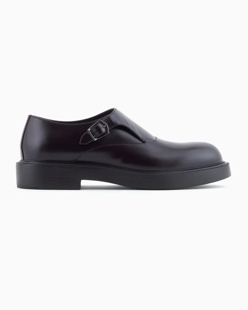 Emporio Armani Monkstrap aus gebürstetem Leder Braun